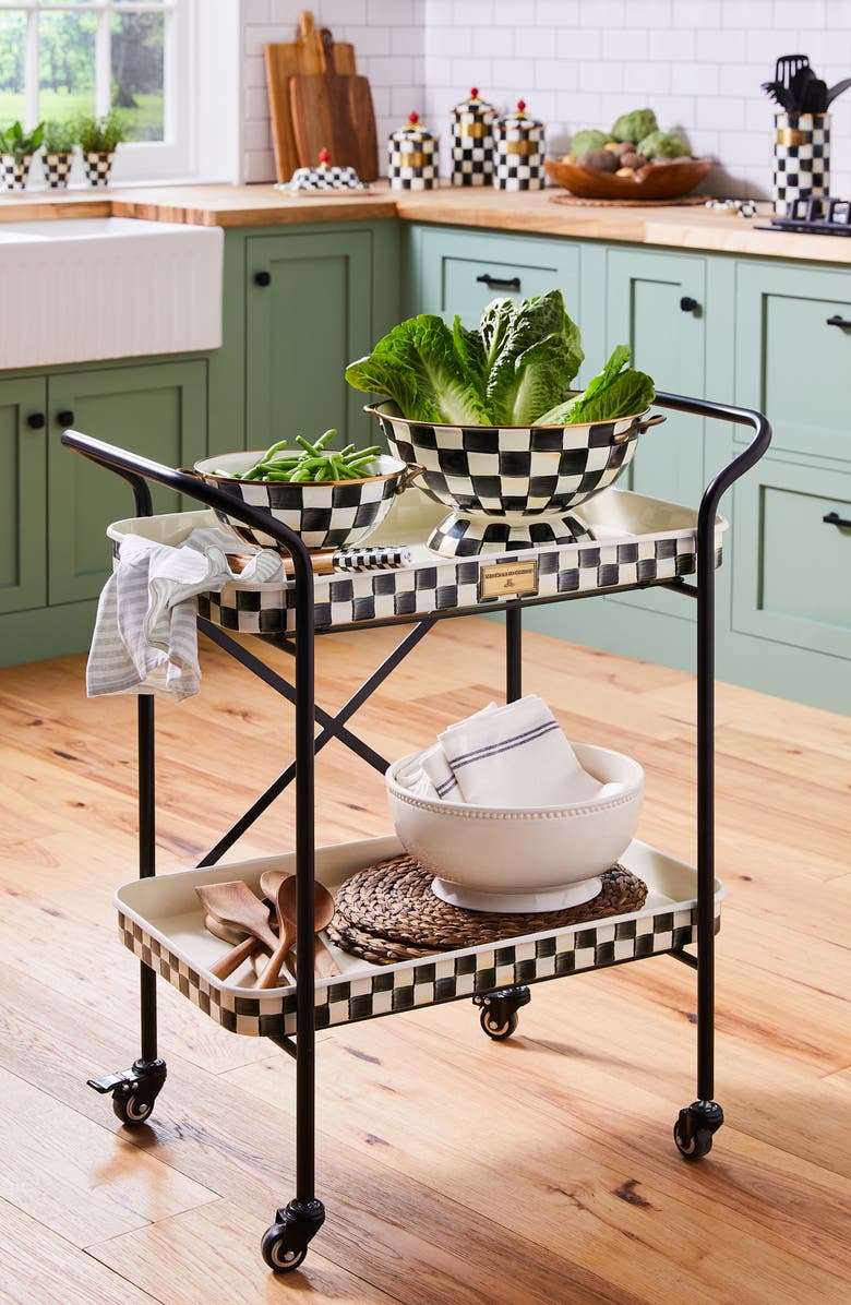 MACKENZIE CHILDS Courtly Check Enameled Steel Everything Bowl, Alternate, color, Black/ White