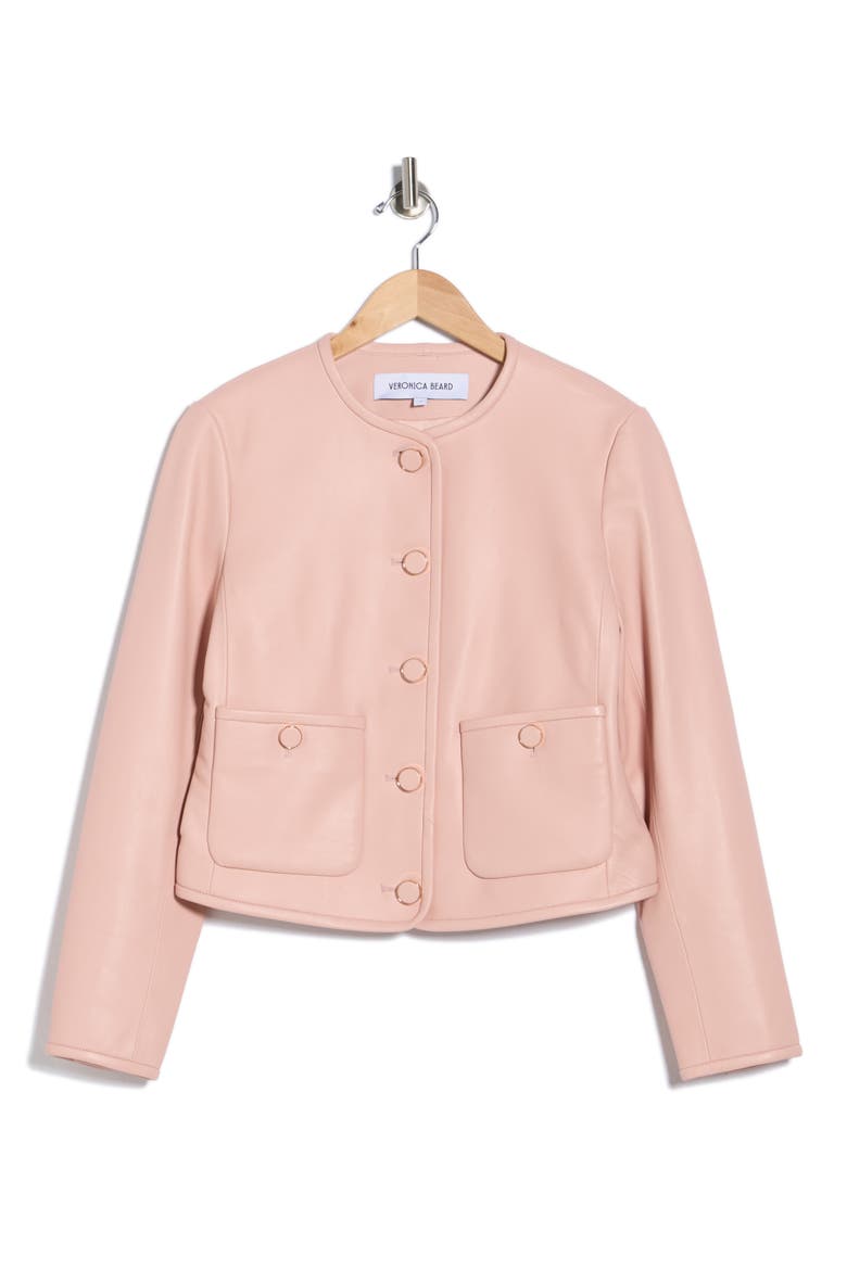 Andrea Leather Jacket, Alternate, color, PINK CLAY