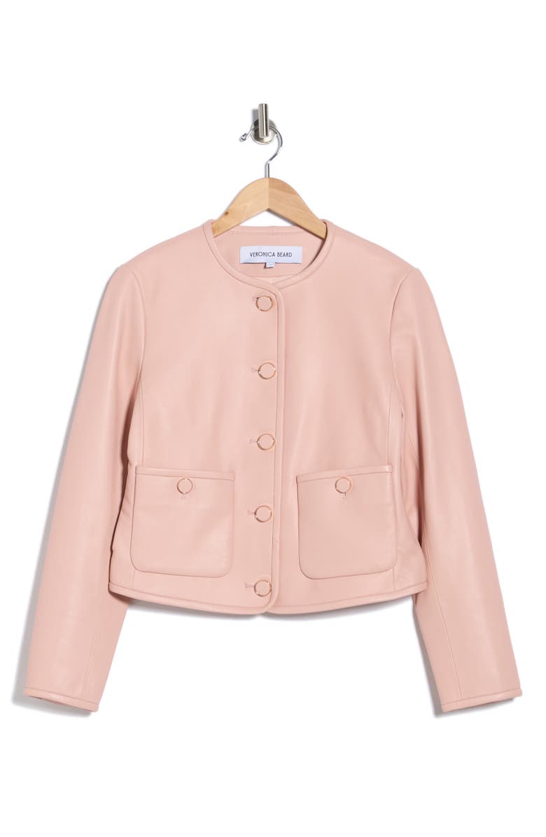 Veronica Beard Andrea Leather Jacket, Alternate, color, Pink Clay