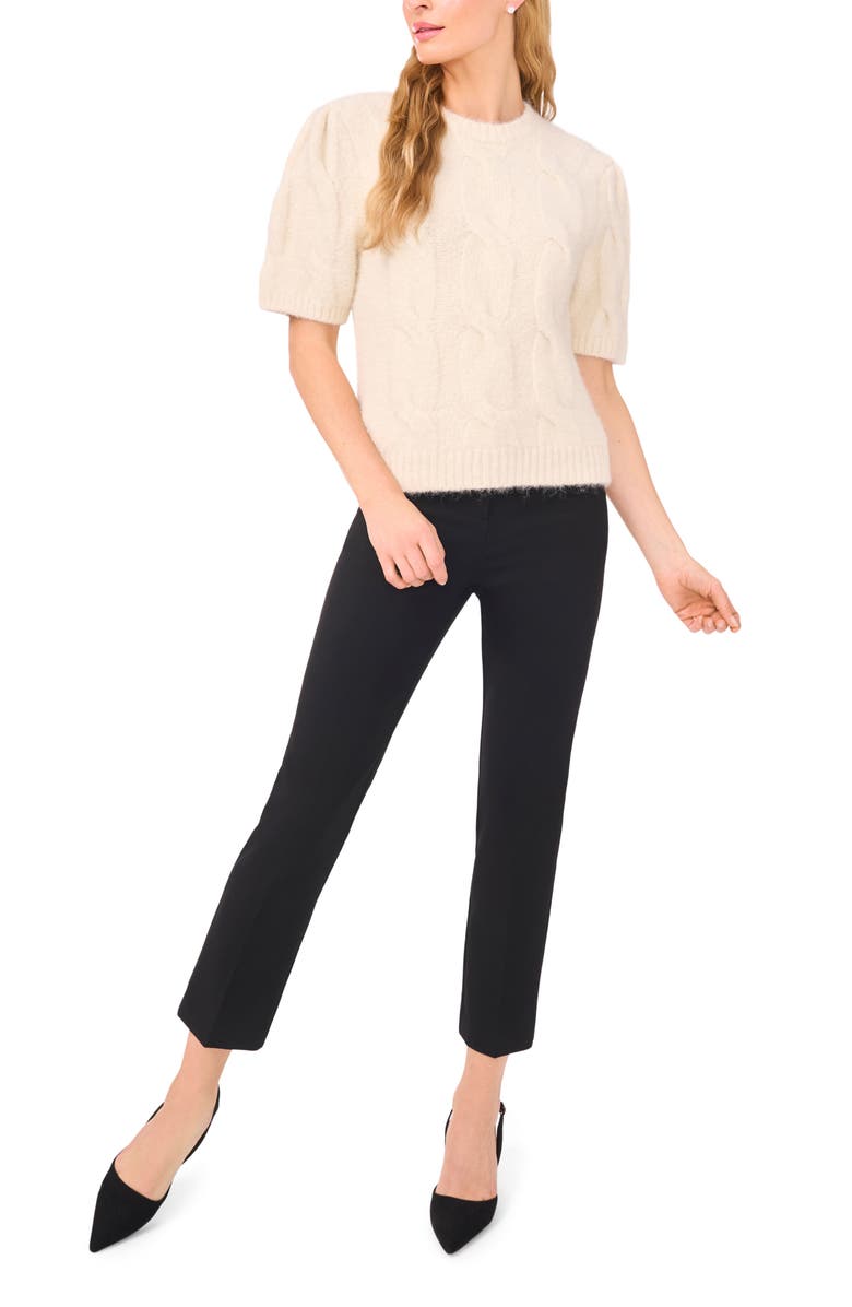 Ted Baker Laila Big Cable Short Sleeve Sweater, Alternate, color, Daisy Cream