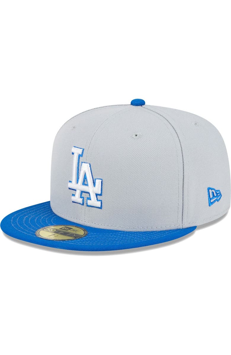 New Era Men's New Era Gray/Blue Los Angeles Dodgers  Dolphin 59FIFTY Fitted Hat, Alternate, color, 