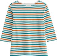 Seasalt Cornwall Sailor Stripe Three-Quarter Sleeve Organic Cotton Top