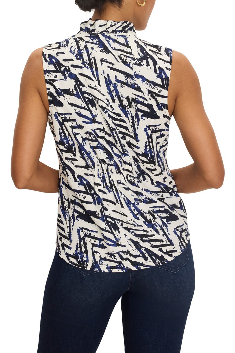 Crosshatch Ruffle Around Sleeveless Top, Alternate, color, INDIGO MULTI