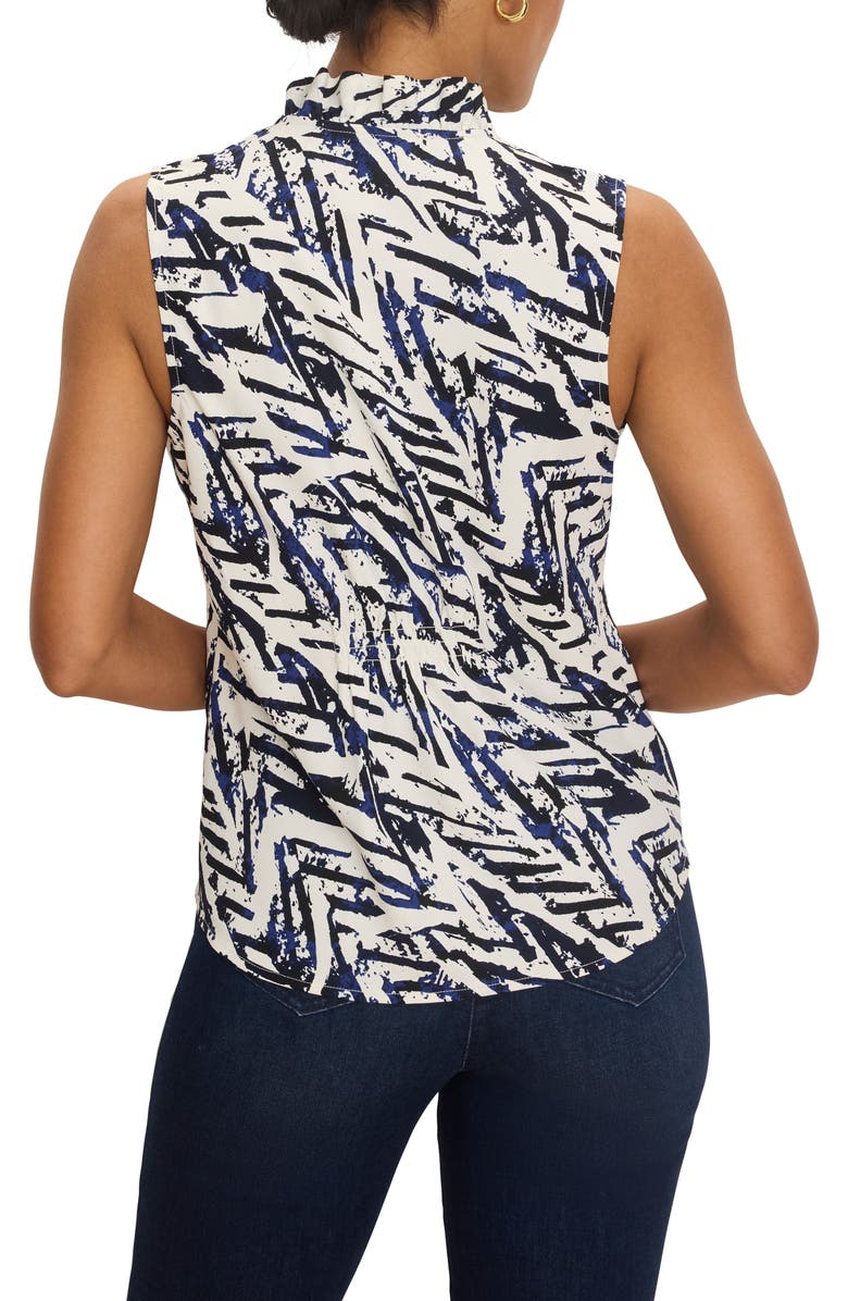 NIC+ZOE Crosshatch Ruffle Around Sleeveless Top, Alternate, color, Indigo Multi