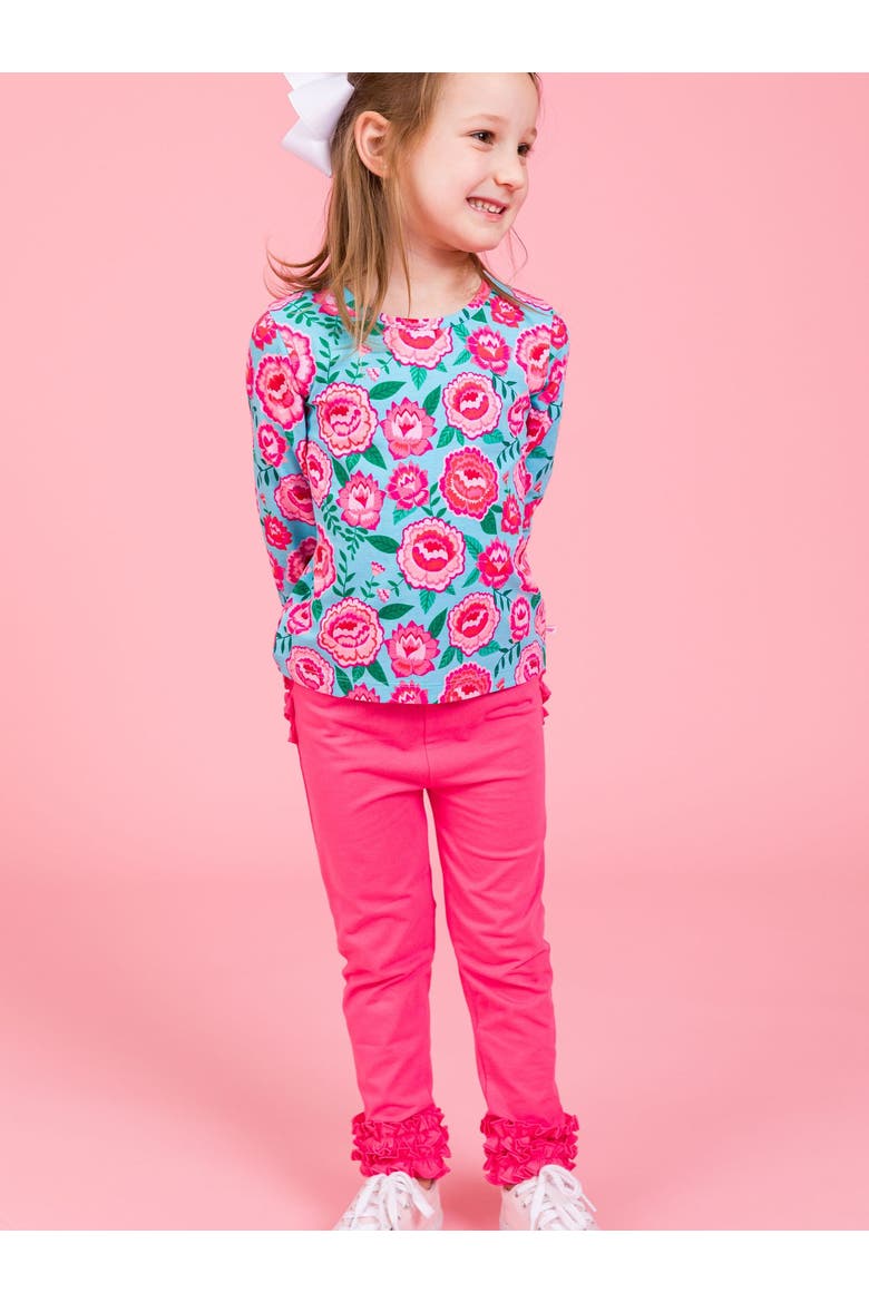 Toddler Girls Ruffle Leggings With Signature Rear Ruffles, Alternate, color, Hot Pink