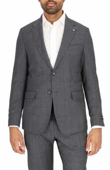 Scotch & Soda Grey Windowpane Check Stretch Wool Sport Coat