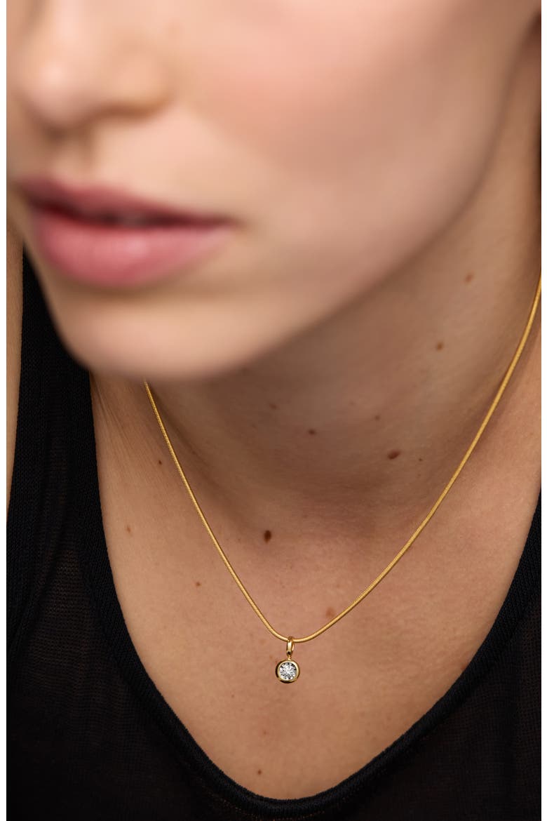 Lab Grown Solitaire Diamond Pendant, Alternate, color, 18CT GOLD VERMEIL / LAB DIA