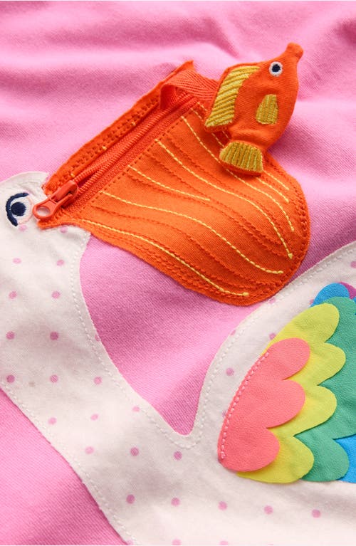 Mini Boden Kids' Pelican Pocket Appliqué Cotton Graphic Tunic In Vintage Mauve Pelican