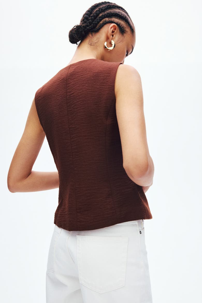 Tie-detail Waistcoat, Alternate, color, Dark brown