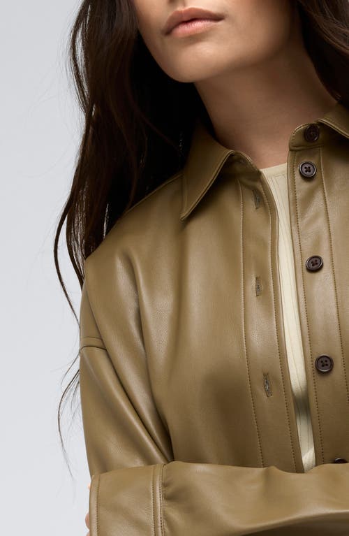Kenneth Cole Oversized Faux Leather Button-up Shirt