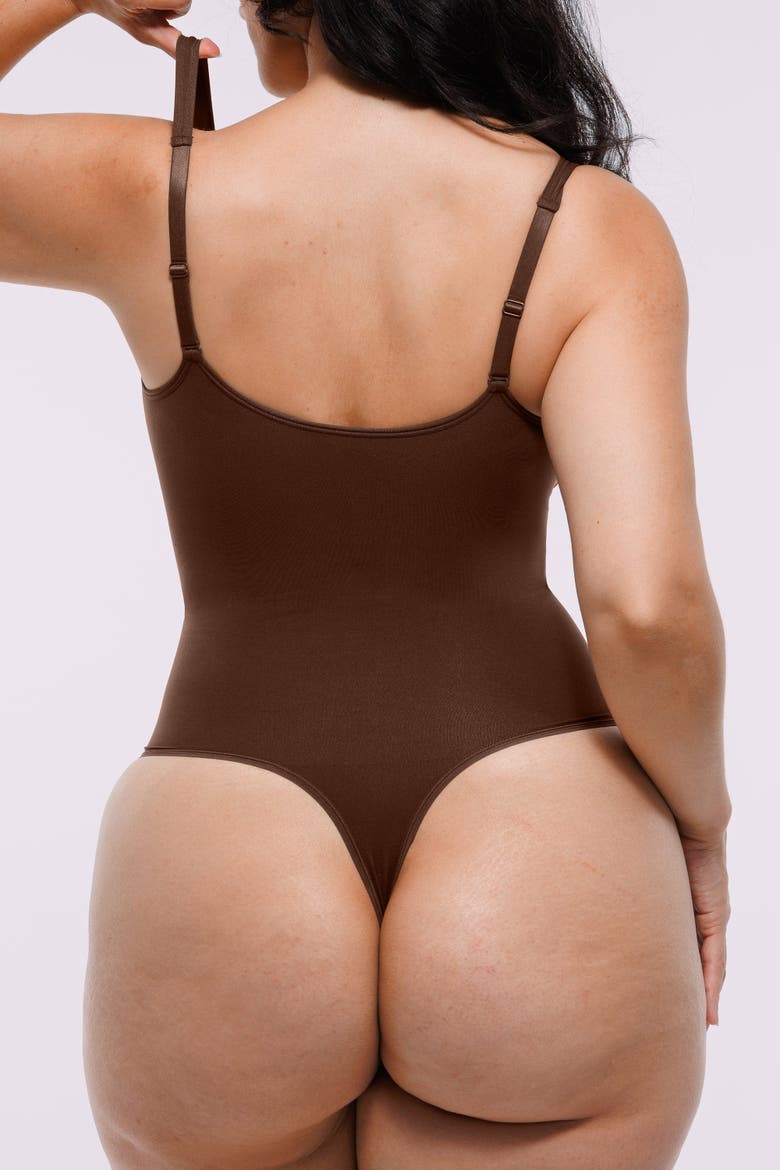Skin Flow Zipper Front Thong Bodysuit, Alternate, color, Deep Coffee