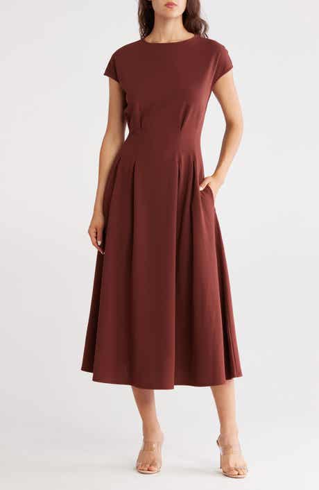 NORDSTROM RACK Pleated Waist Knit A-Line Dress