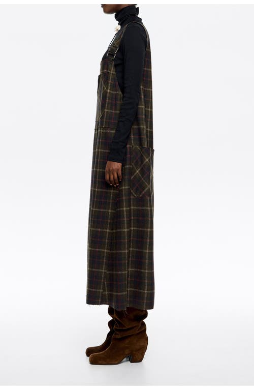 Bimba Y Lola Checked Pinafore Dress In Brown