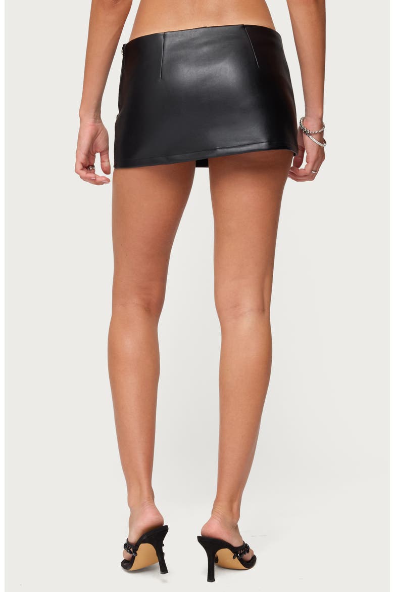 Kaine Snap Faux Leather Miniskirt, Alternate, color, BLACK