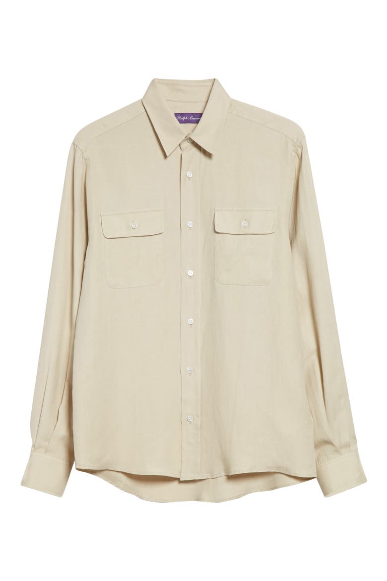 Cooper Silk & Linen Button-Up Shirt, Main, color, SUMMER SAND