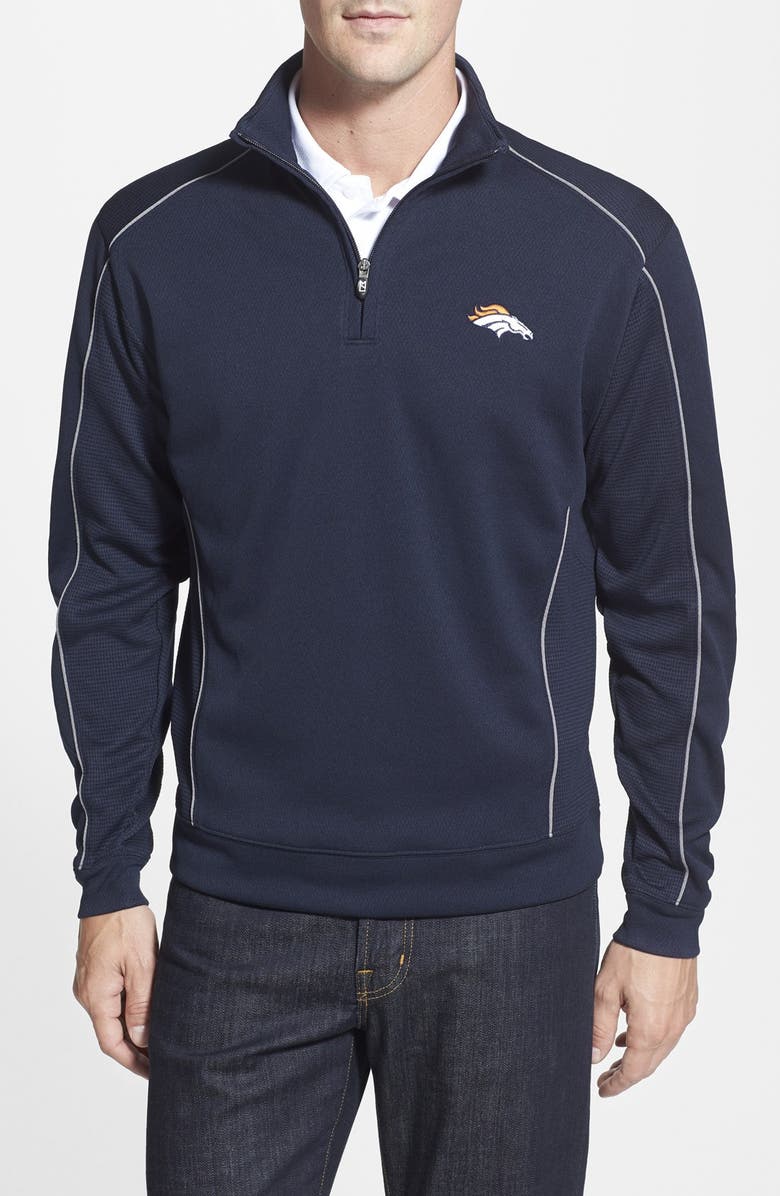 Cutter & Buck 'Denver Broncos - Edge' DryTec Moisture Wicking Half Zip Pullover, Main, color, 