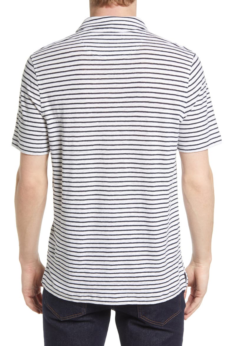 Johnny Collar Linen Polo, Alternate, color, WHITE TIOGA STRIPE