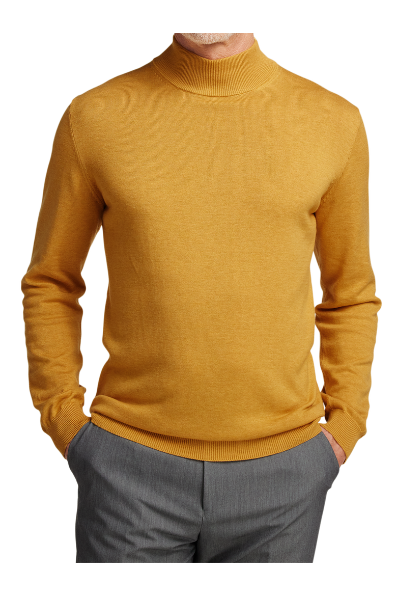 Supima Cotton Mock Neck Sweater, Alternate, color, Mustard
