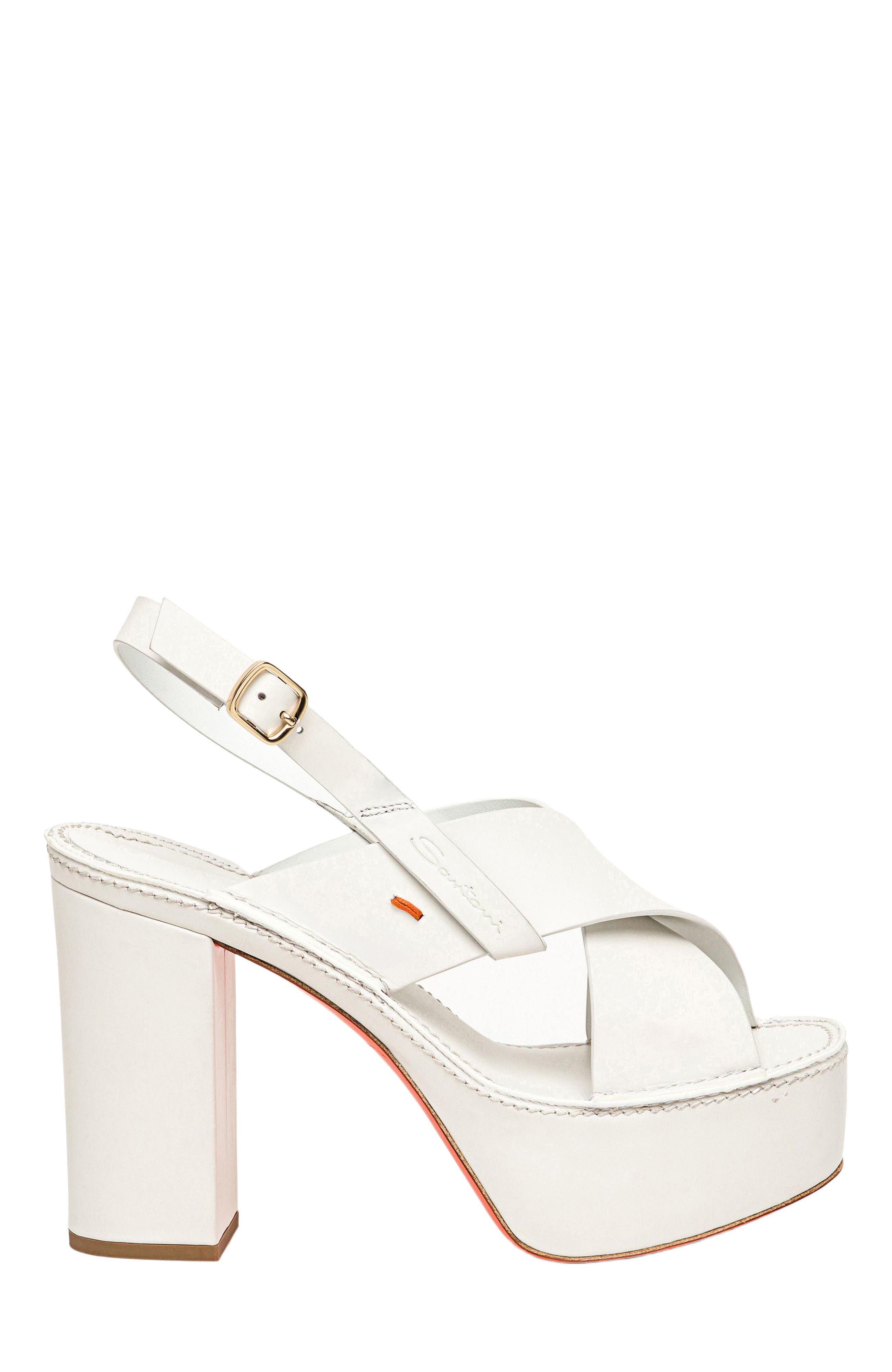 Santoni Women
s high-heel sandal, Main, color, White