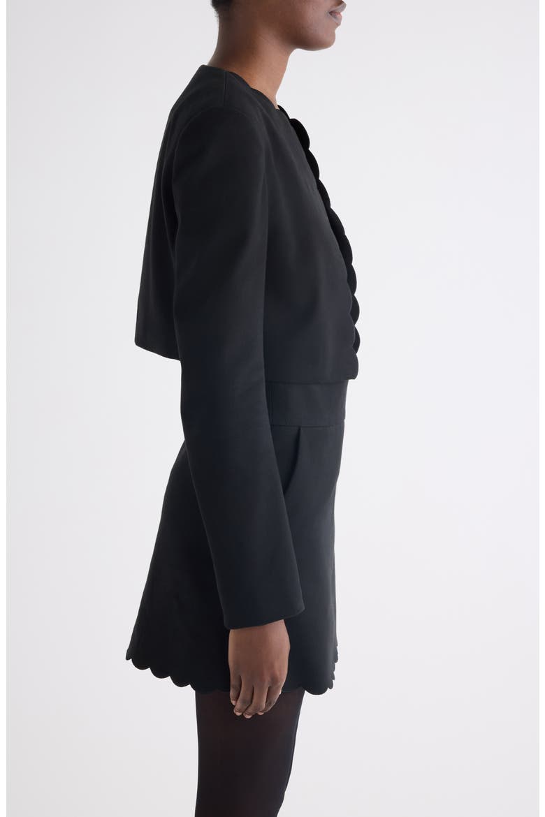 Scallop Edge Spencer Jacket, Alternate, color, BLACK