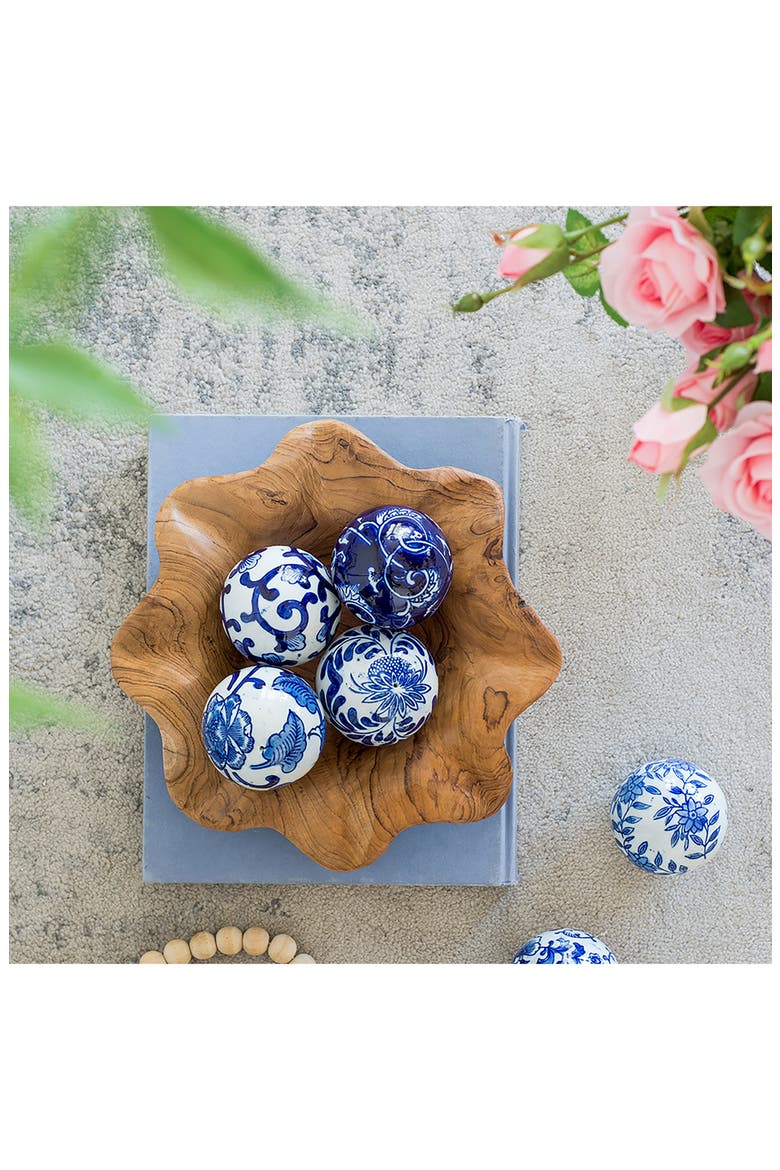 Set of 6 Decorative Spheres, Alternate, color, BLUE