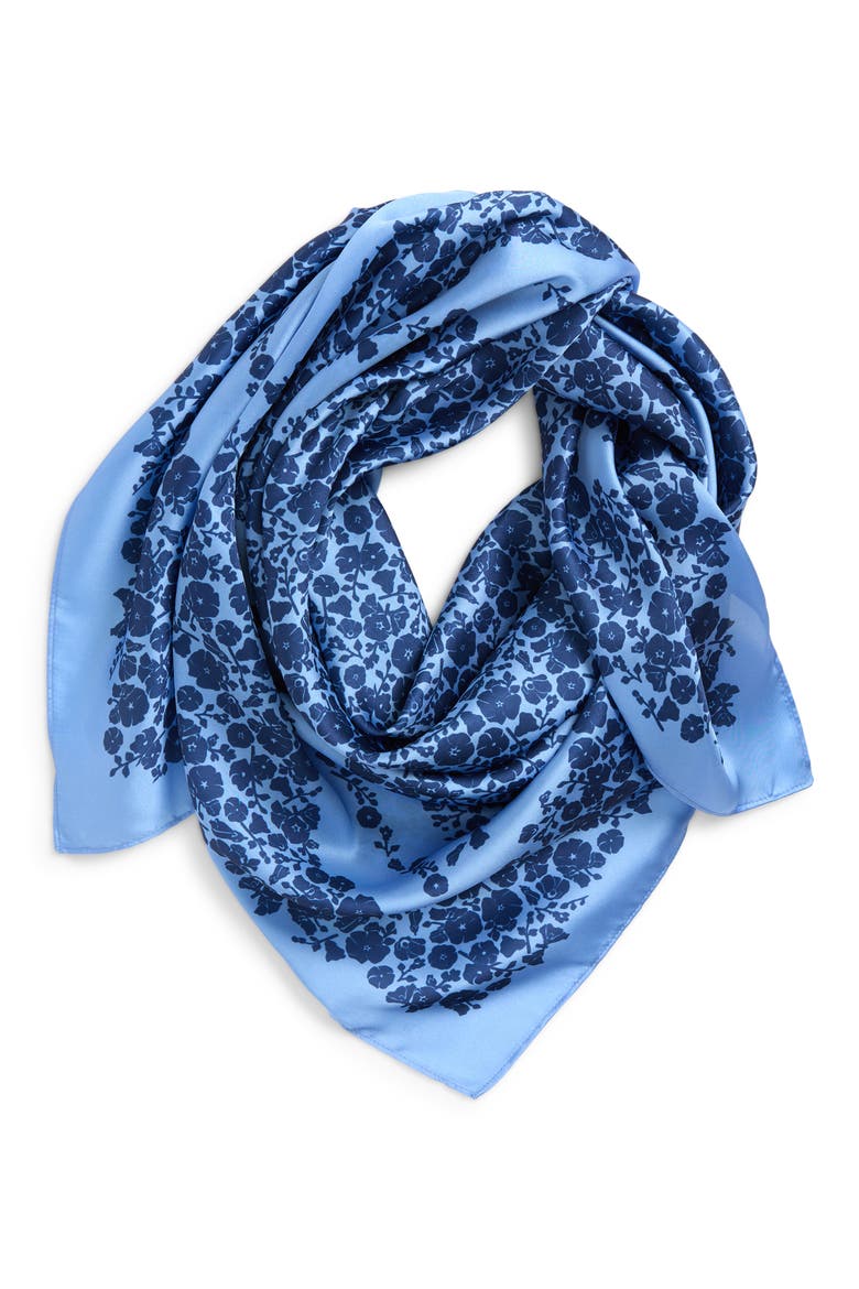 Oversize Square Satin Scarf, Alternate, color, TONAL BLUE FLORAL