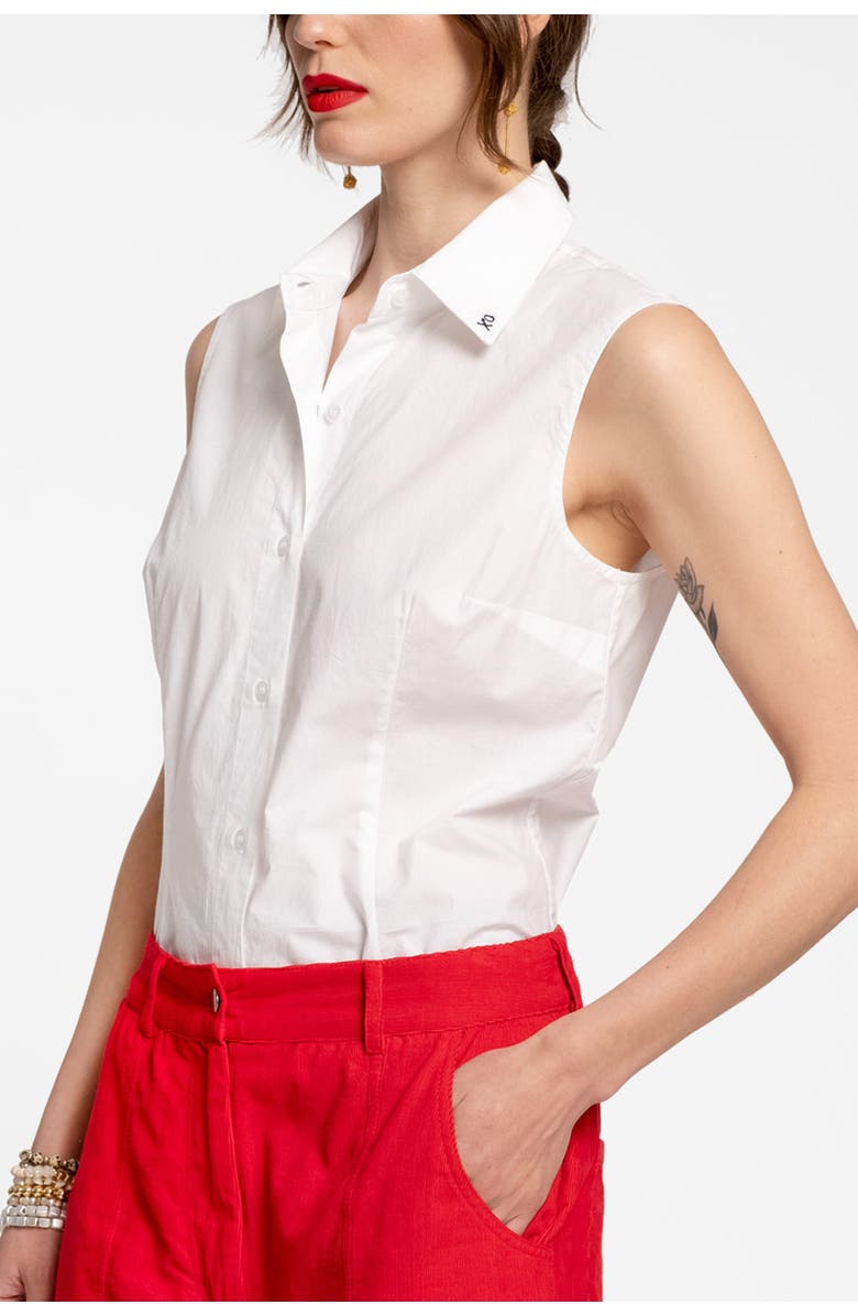 Frances Valentine Lizzie Pointed Collar Shell Cotton, Alternate, color, White