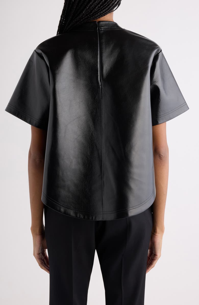 Balenciaga High-Low Leather T-Shirt, Alternate, color, 1000 Black