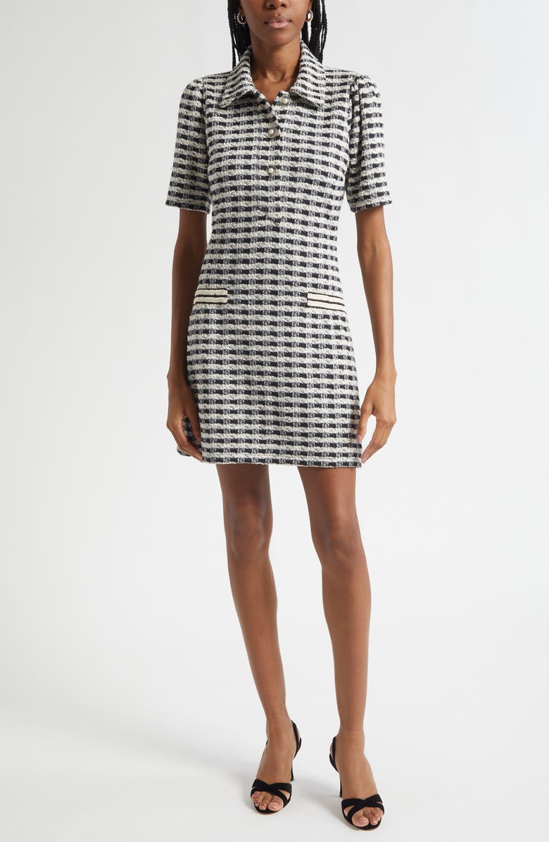 Ramy Brook Marcella Metallic Bouclé Minidress, Main, color, Black Gingham