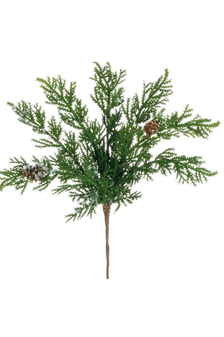 Sullivan's Christmas Cypress with Snow Pick, Green Faux Floral Stem for Crafting, Weddings, Home and Holiday Decoration, 10 Inch, Main, color, Green