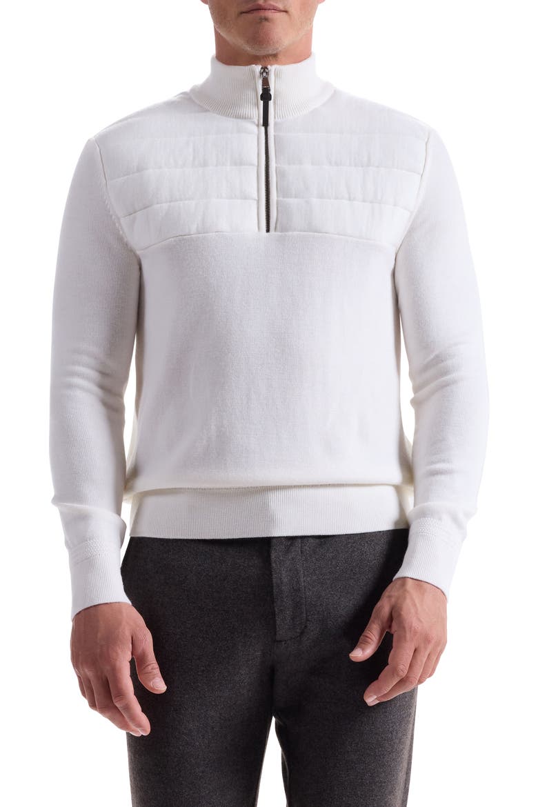 Merino Wool Quarter Zip Polo Sweater, Main, color, CHALK