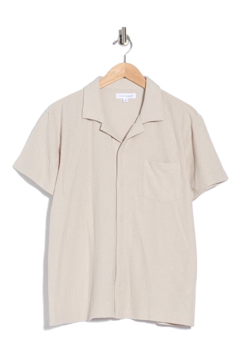 Beach Pique Camp Shirt, Alternate, color, TAN