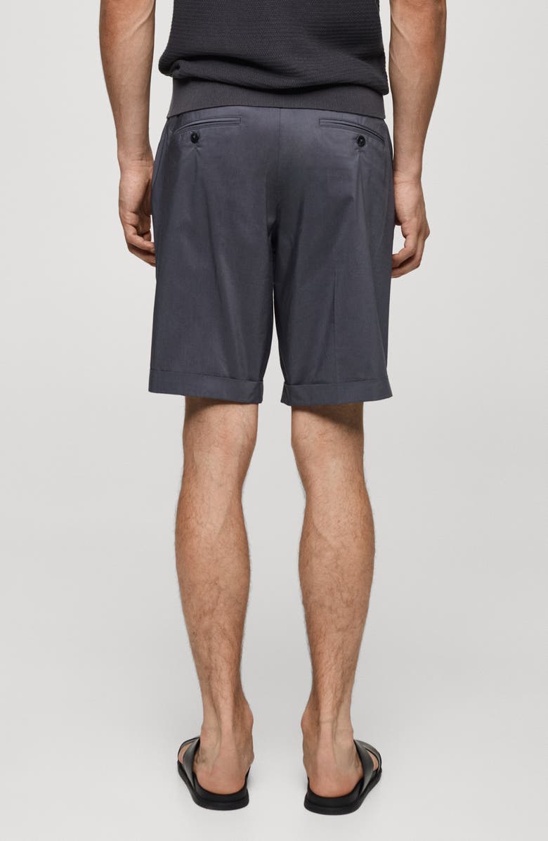 MANGO Pleated Cotton Blend Bermuda Shorts, Alternate, color, Dark Navy
