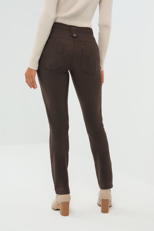 Anatomie Skyler Cozy Fleece-lined Travel Pant In Brown