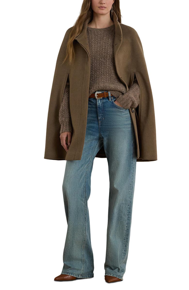 Lauren Ralph Lauren Wool Blend Cape, Alternate, color, Truffle