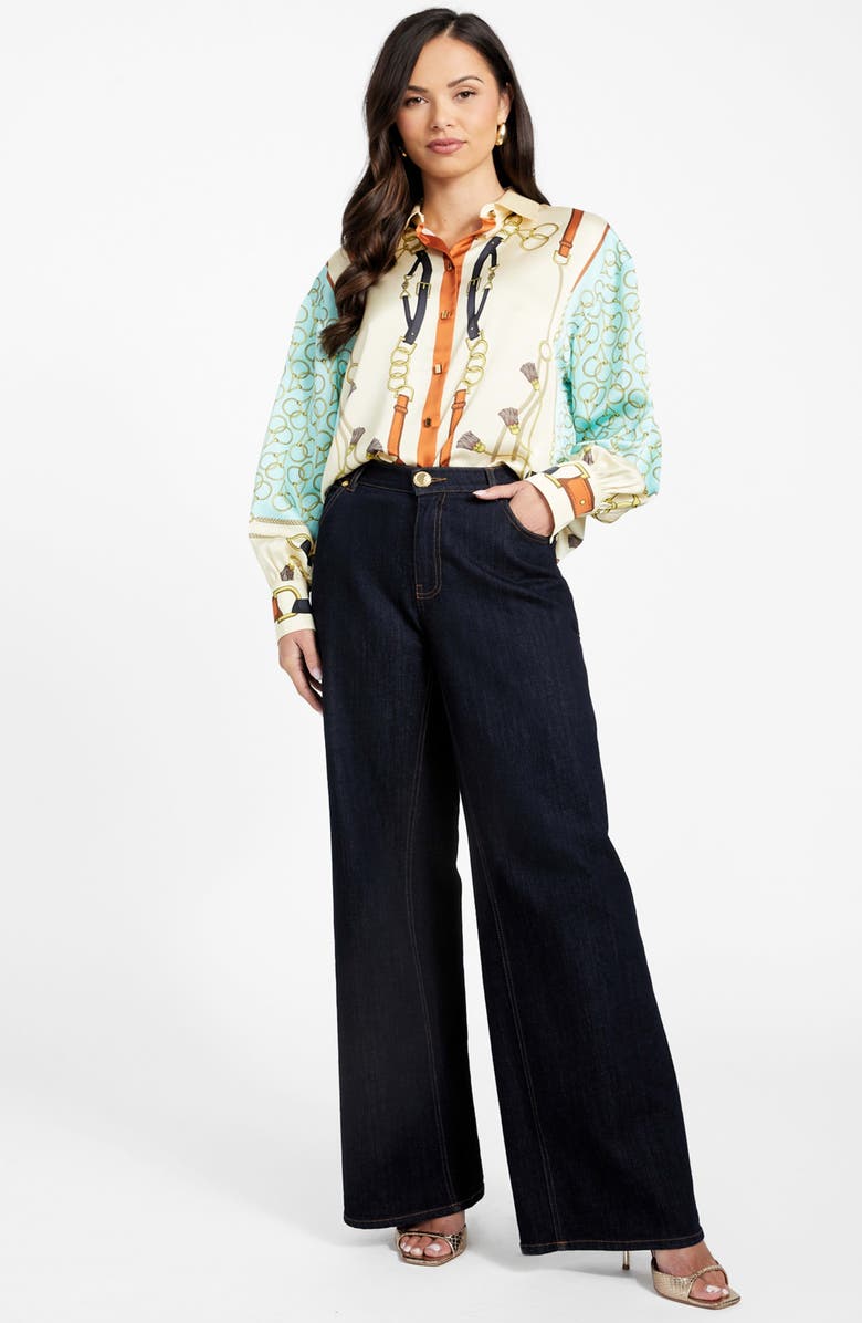 Marciano Amanda Print Satin Shirt, Alternate, color, Multi-Color Pattern