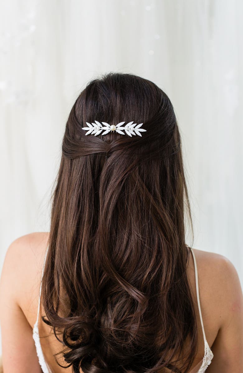 Brides & Hairpins Seira Opal & Faux Pearl Hair Comb, Alternate, color, Silver