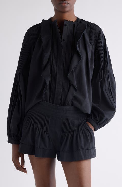 Cubraly Ruffle Cotton Button-Up Shirt