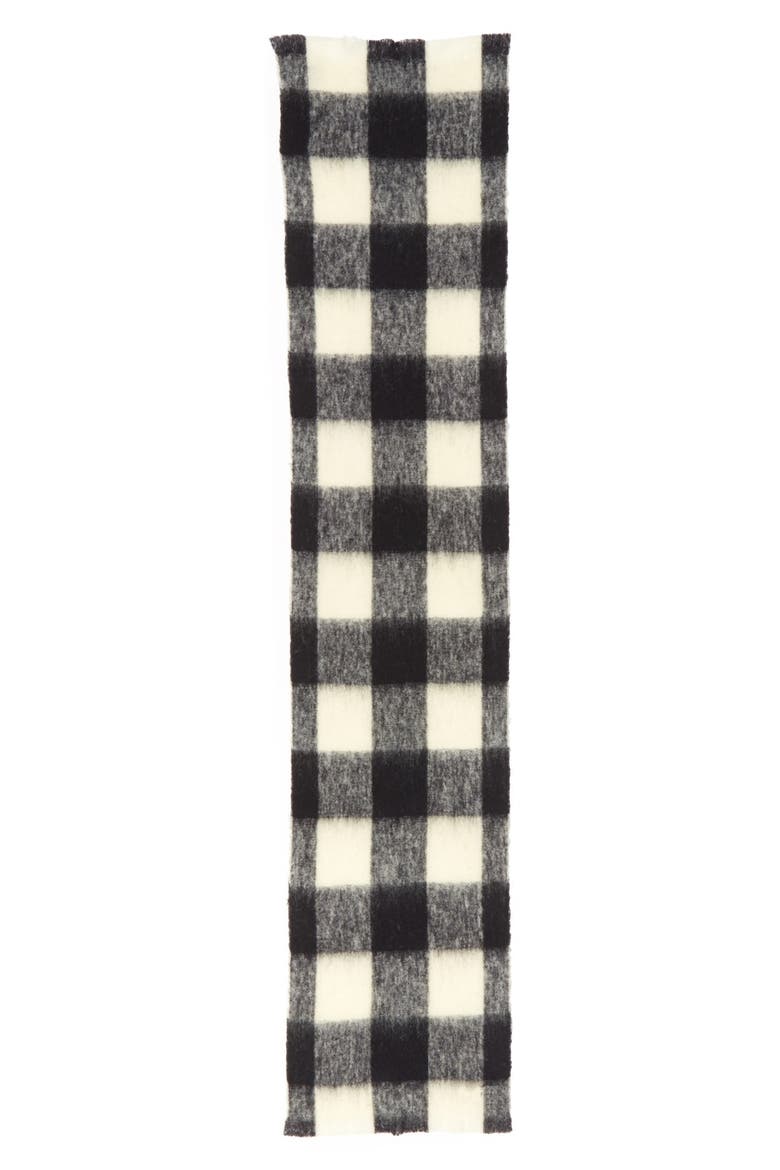 Check Print Wool Blend Scarf, Alternate, color, WHITE /BLACK