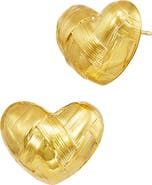 SAVVY CIE JEWELS Basketweave Textured Heart Stud Earrings