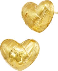 SAVVY CIE JEWELS Basketweave Textured Heart Stud Earrings