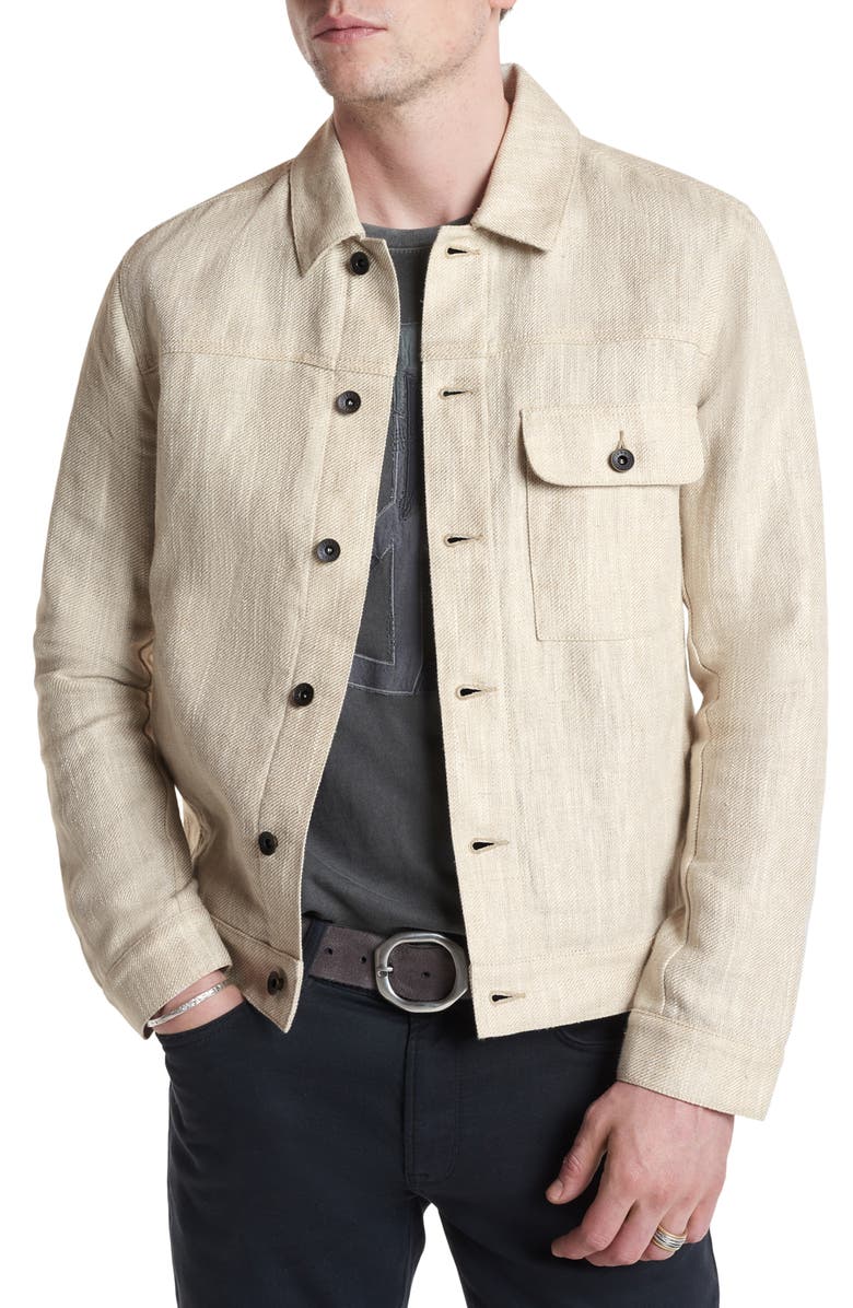 John Varvatos Drew Linen & Cotton Trucker Jacket, Main, color,