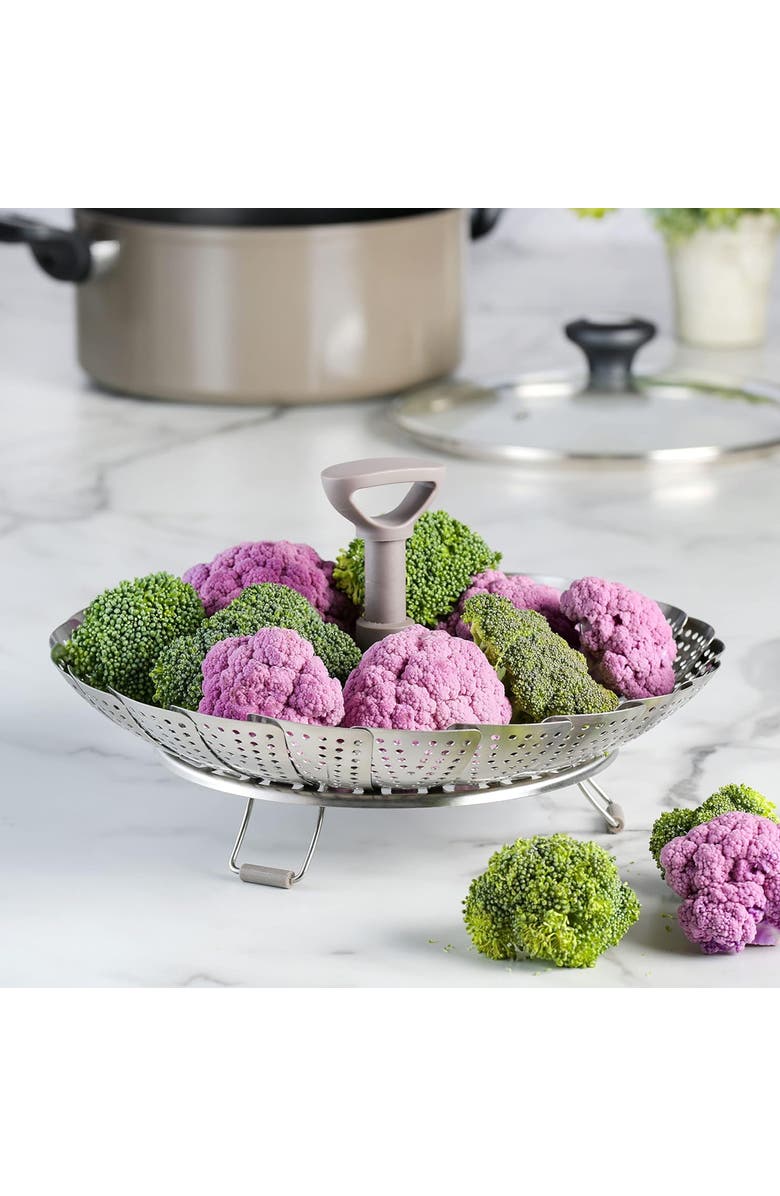 MARTHA STEWART Richburn Stainless Steel Telescopic Folding Steamer Insert, Alternate, color, Silver