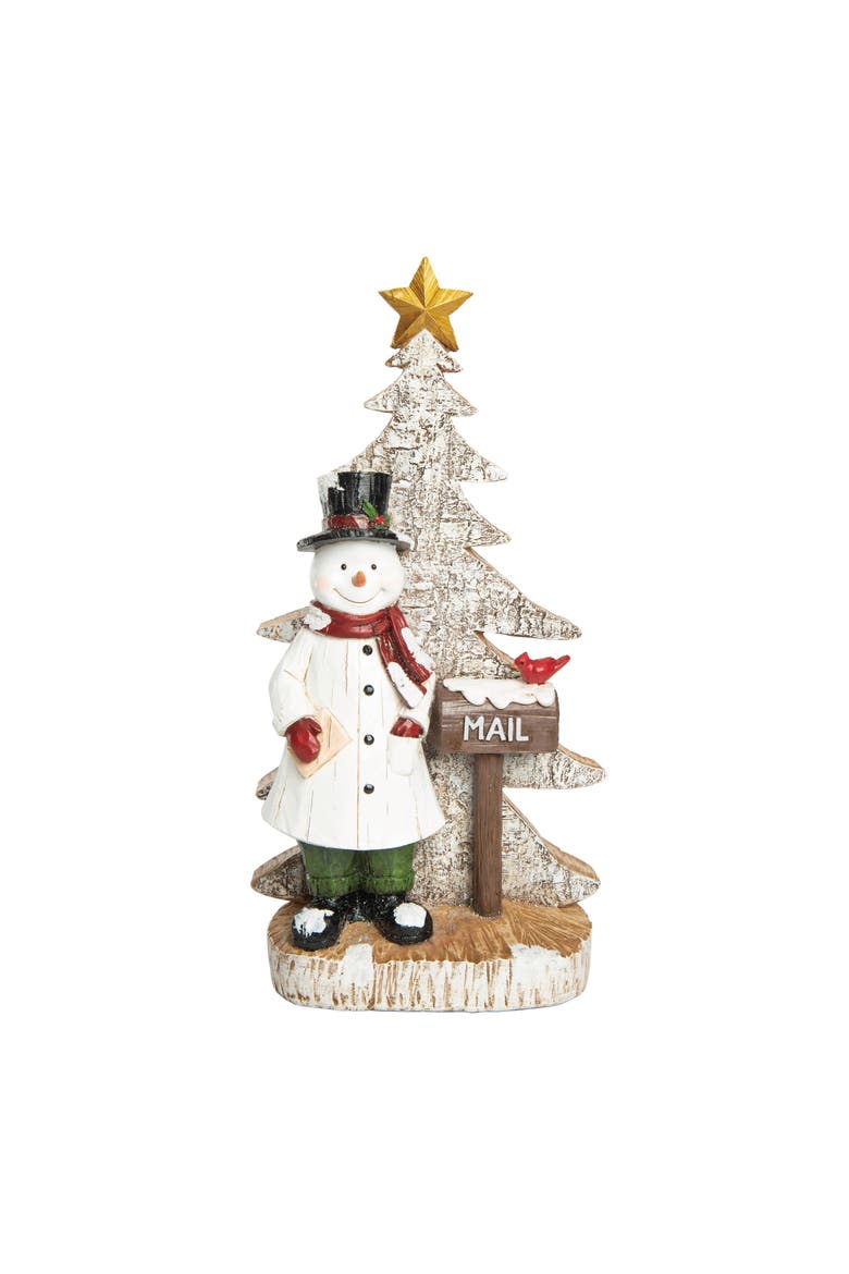 Resin Multicolored Christmas Snowman Mailbox Decor, Main, color, Multicolored