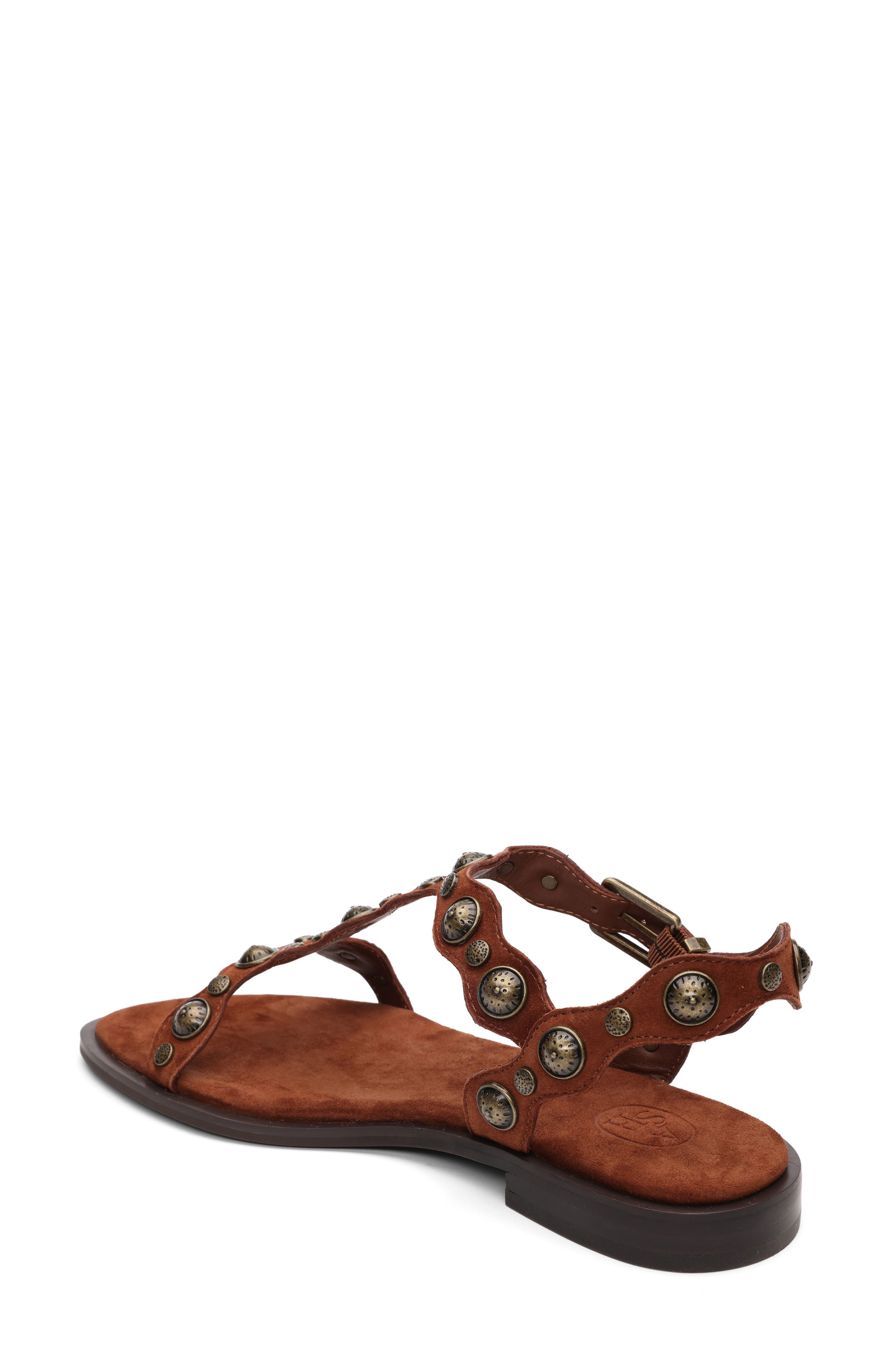 Ash Phanny Metallic Studded Ankle Strap Sandal, Alternate, color, Tajine