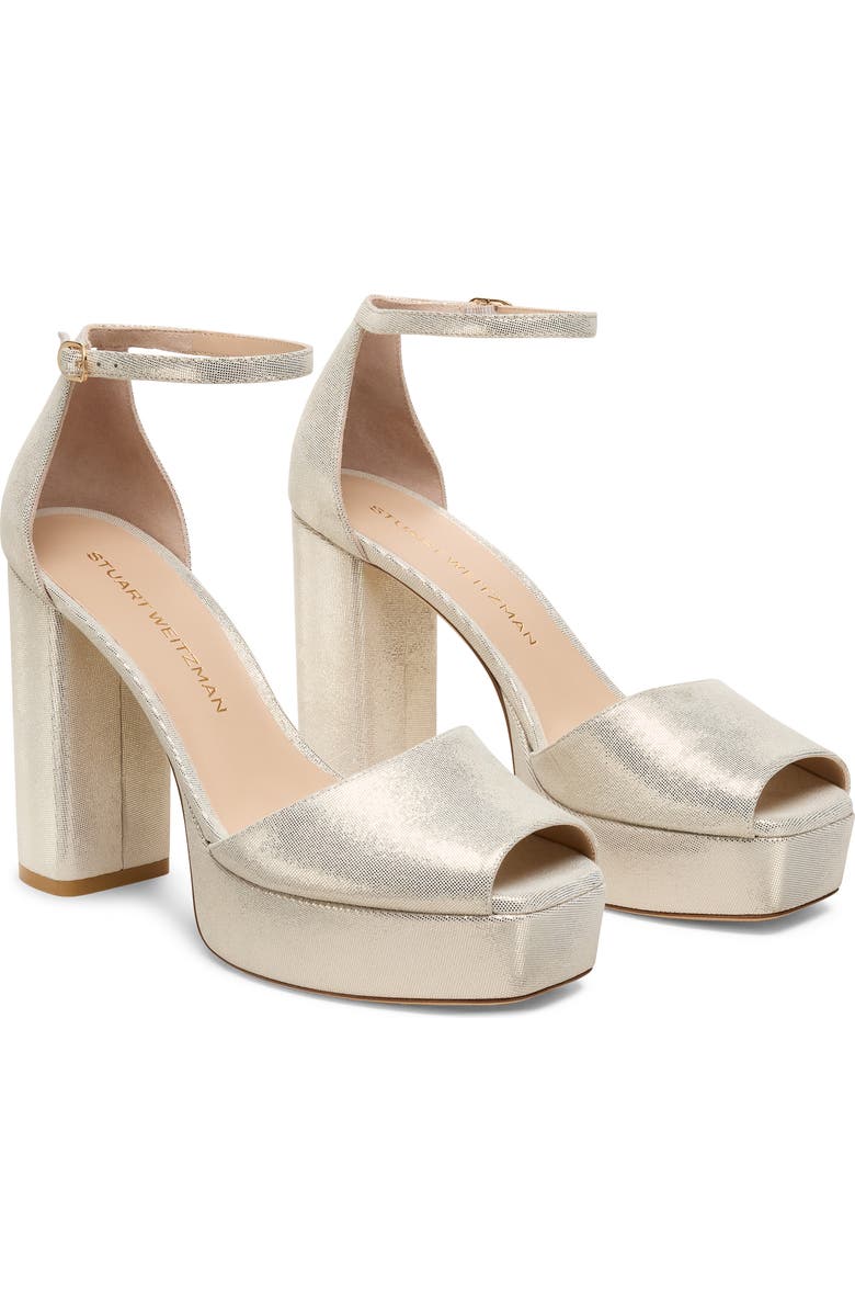 Stuart Weitzman Sabrina Platform Ankle Strap Sandal, Alternate, color, Linen