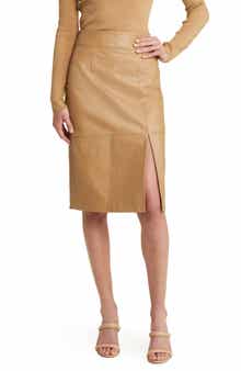BOSS Setora Leather Pencil Skirt