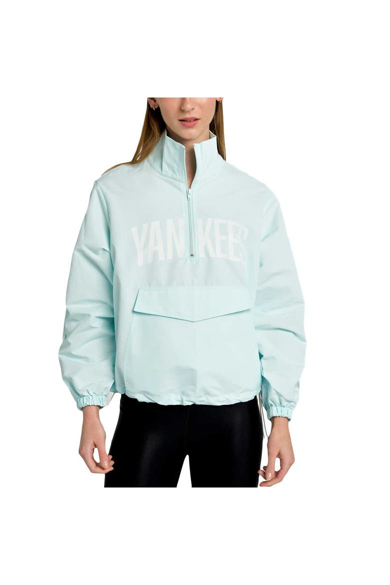 Women's Lusso Light Blue New York Yankees Parker Half-Zip Jacket, Main, color, Light Blue