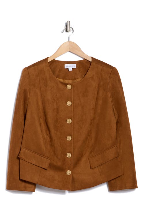 Gemma + Jane Faux Suede Jacket In Brown