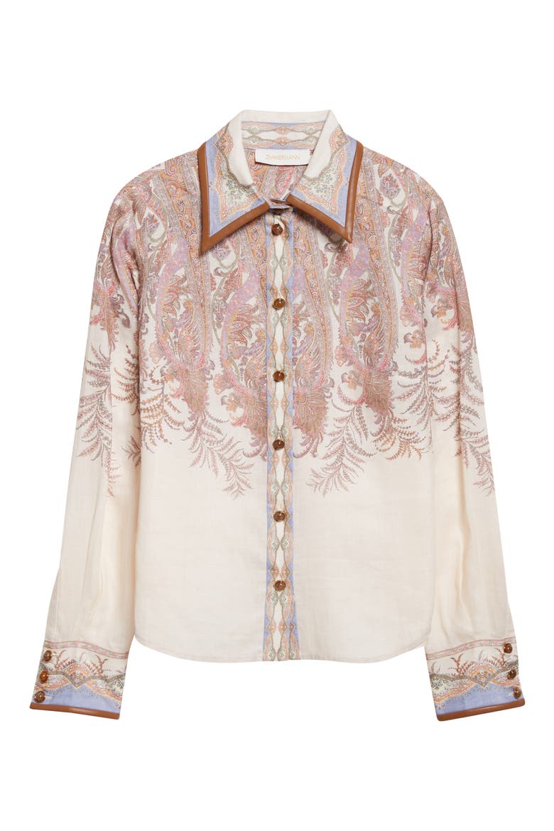 Alchemy Paisley Ramie Button-Up Shirt, Alternate, color, CREAM PAISLEY